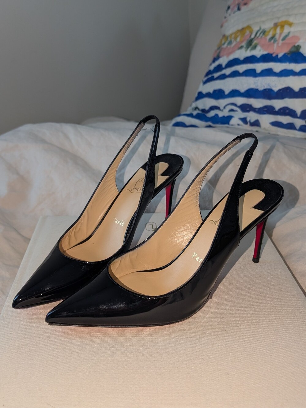 Christian Louboutin Patent Leather Slingback Pumps | 8.5